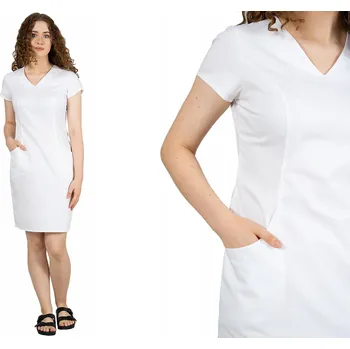 Dámské šaty Elastické lékařské šaty elegantní pohodlný plášť ROSIE BÍLÁ vel. 36