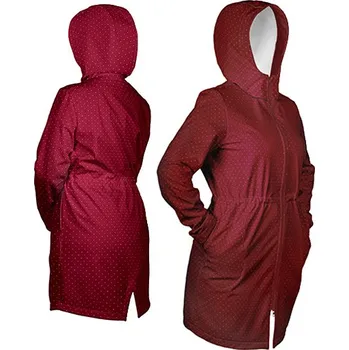 Panel se střihem 50 dámská softshell bunda bílé puntíky 4 mm na bordó