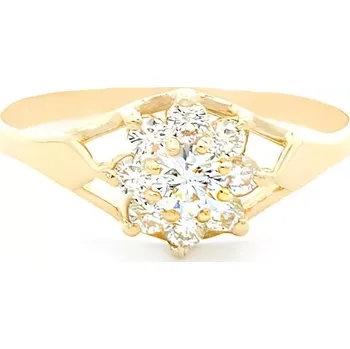 Prsten B&B Goldinvestic Zlatý prsten kytka ze zirkonů 1,67g Žlutá