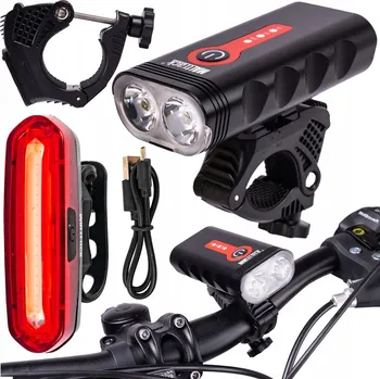 Cyklosvítilna SVĚTLO NA KOLO PŘEDNÍ ZADNÍ AKUMULÁTOROVÉ USB LED 360°