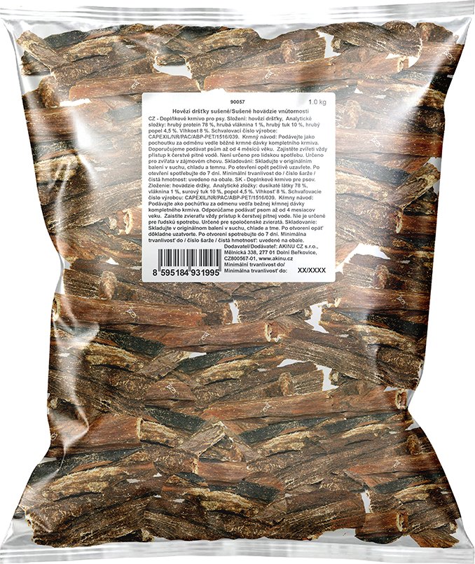 Akinu Hovězí dršťky pamlsek pro psy 4-15 cm 1 kg