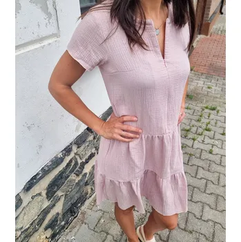 Dámské šaty Kulišárny Dámské mušelínové BOHO šaty POWDER VELIKOST: 40-42