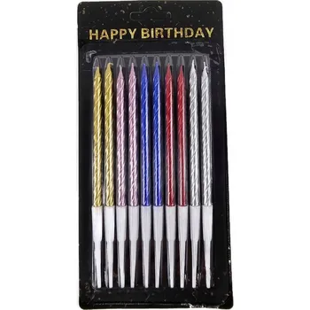 Dortová svíčka Barevné narozeninové svíčky na dort, 10 kusů