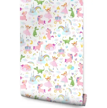 Fototapeta Tapeta Pro Děti - Jednorožci a Draci /1341969992