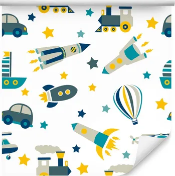 Tapeta 10m TAPETA Pro Děti helikoptéry auta balóny