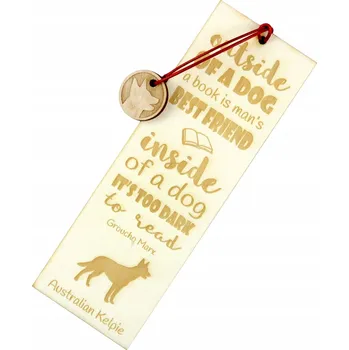 Doplněk ke knize Australský ovčák kelpie - gravírovaná záložka do knihy s motivem psa