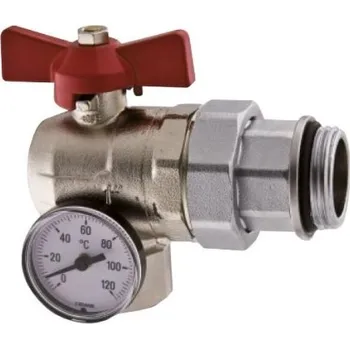 Ventil TE-SA 350T/1-06 kulový kohout 1", rohový, s nátrubkem, červená