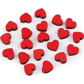 Dřevěné srdce mini k nalepení Ø10 mm, barva 4 červená