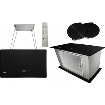 Digestoř Kuchenní ostrůvková digestoř závěsná 60 cm černá stropní skleněná 600 mm SCHILD