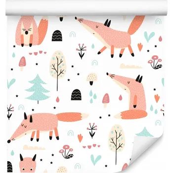 Fototapeta Tapeta do Dětského Pokoje LIŠKY Zvířata Les Houby