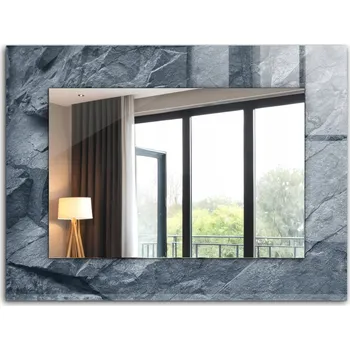 Zrcadlo Zrcadlo se skleněným rámem k zavěšení na zeď XXL 80x60 cm Vzhled kamene / texturovaný povrch