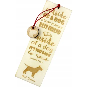 Doplněk ke knize Bulteriér Bull Terrier gravírovaná záložka do knihy se psem, jméno psa