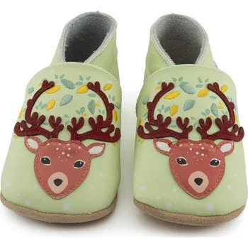 Capáčky LAIT ET MIEL Kožené capáčky se sobem 3-4 roky Zelená 27-28