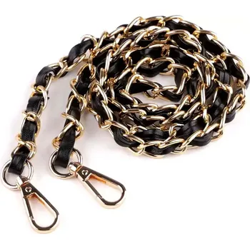 Kabelka Řetízek/koženkové ucho na kabelku s karabinami černo-zlatý (Řetízek/ucho s karabinami černo-zlatý)