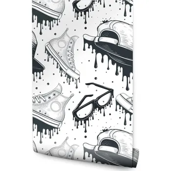 Fototapeta Tapeta pro teenagery – tenisky, kšiltovka, brýle, skate