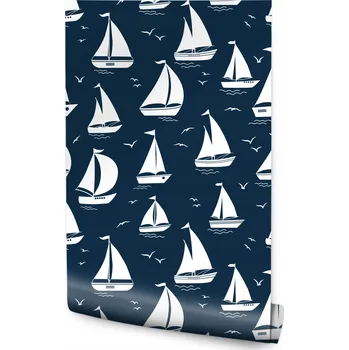 Fototapeta Dětská tapeta Plachetnice LODĚ Ptáci Moře Dekorace