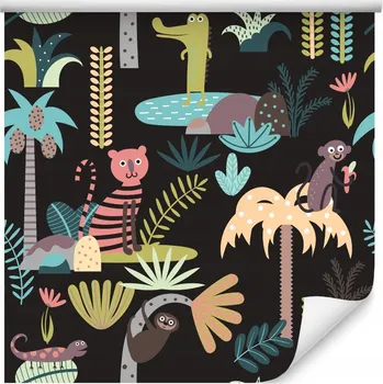 Fototapeta Tapeta do dětského pokoje – Džungle se zvířátky