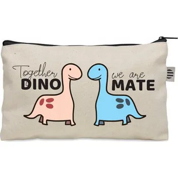 Kosmetická taška Kosmetická taštička bavlna béžová dárek Valentýn DINOSAUŘI roztomilí MATE KO_029