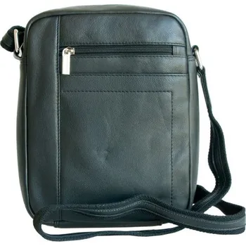 Střední pánská taška z měkké černé kůže s popruhem přes rameno