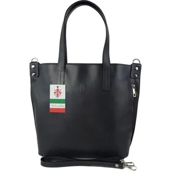 Kabelka Kožená shopper bag kabelka Vera Pelle SB586 černá