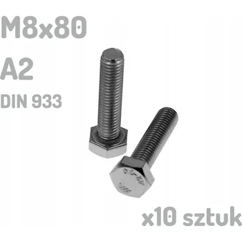 Šroub Nerezový šroub A2 M8x80 mm DIN 933 INOX x10 kusů