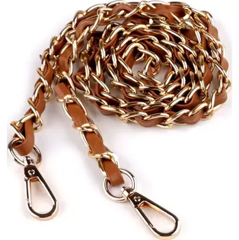 Kabelka Řetízek/koženkové ucho na kabelku s karabinami koňakovo-zlatý (Řetízek/ucho s karabinami koňakovo-zlatý)