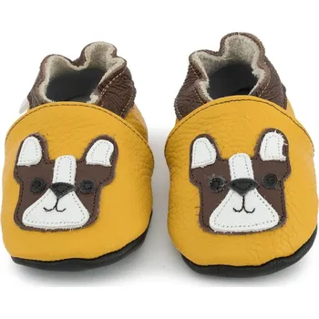 Capáčky EBOOBA Kožené capáčky s koženou podrážkou buldoček 2-3 roky Žlutá 25