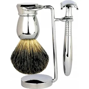 Břitva na holení SADA NA HOLENÍ - JEZEVČÍ ŠTĚTKA, HOLICÍ STROJEK A STOJÁNEK