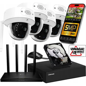 Bezpečnostní kamera Sada MONITORINGU 4 kamery K5 IP WiFi 5MPx 3xZOOM, AUDIO + APLIKACE