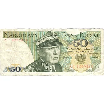 POLSKO. 50 złotych 9. 5.1975. Série AF. Par. 184bb.