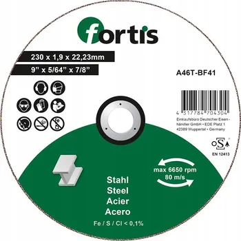 Řezný kotouč Kotouč na řezání hliníku 230 x 2,9 mm rovný fortis