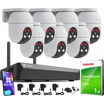 Bezpečnostní kamera WiFi Monitorovací Set EZVIZ 7x C8C 3K 5MP Detekce Pohybu 8-Kanálový Záznamník
