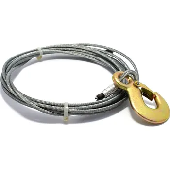 Železářství Vázací-technika.cz Ocelové lano do navijáku HERKULES s hákem, 4 mm 5 m