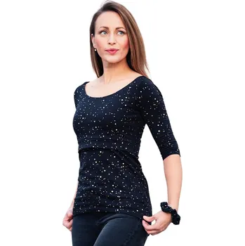 KRÁSNÁ MAMKA kojicí tričko 3/4 rukáv Touch of gold černá vel. M