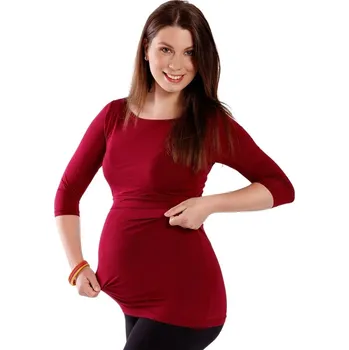 KRÁSNÁ MAMKA kojící tričko 3/4 rukáv Cindy Modal vínová vel. S