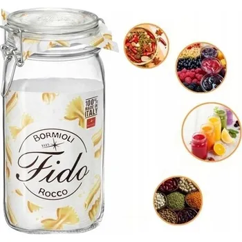 Dóza na potraviny ZAVAŘOVACÍ SKLENICE HERMETICKÁ NÁDOBA 1,5 L BORMIOLI FIDO na potraviny, zelí, houby