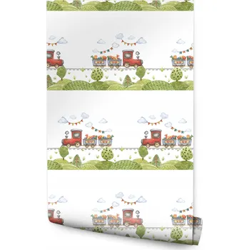 Fototapeta Tapeta pro Děti Pohádková KOLEJKA Parní Lokomotiva Krajina