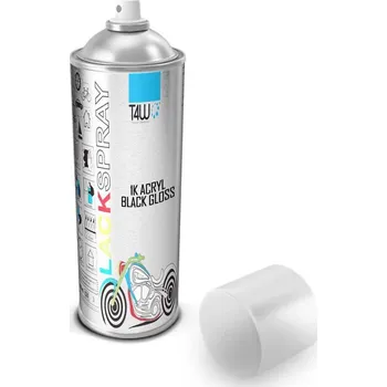 Barva ve spreji T4W Akrylový lak ve spreji ČERNÝ LESK, hluboká černá RAL 9005, 400 ml