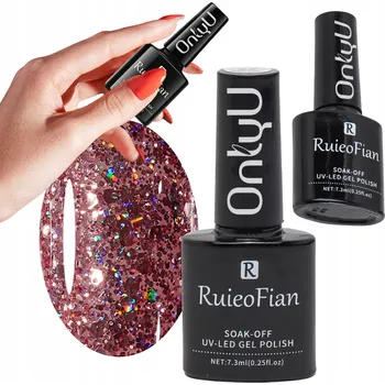 Přípravek na nehty RŮŽOVÉ ZLATO TŘPYTIVÝ HYBRIDNÍ LAK NA NEHTY S LESKEM UV/LED LAK L101