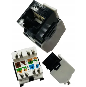 Elektrická zásuvka Keystone zásuvka CAT6A RJ45, nestíněná (UTP), černá