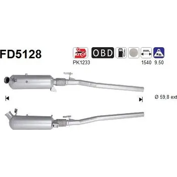 Filtr pevných částic Filtr sazových částic, výfukový systém AS FD5128