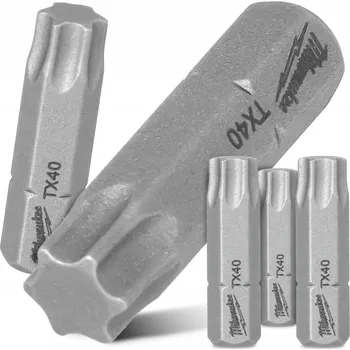 Bit 3x BIT do šroubováku TORX TX40 25 mm Bity MILWAUKEE Magnetický hrot KRÁTKÝ