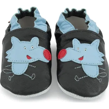 Capáčky CAROZOO Kožené capáčky s koženou podrážkou vlk na černé 6-7 let Černá 31