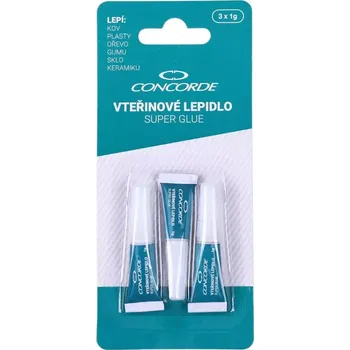 Kancelářské lepidlo Vteřinové lepidlo CONCORDE, 3x1g, blistr (A65454)