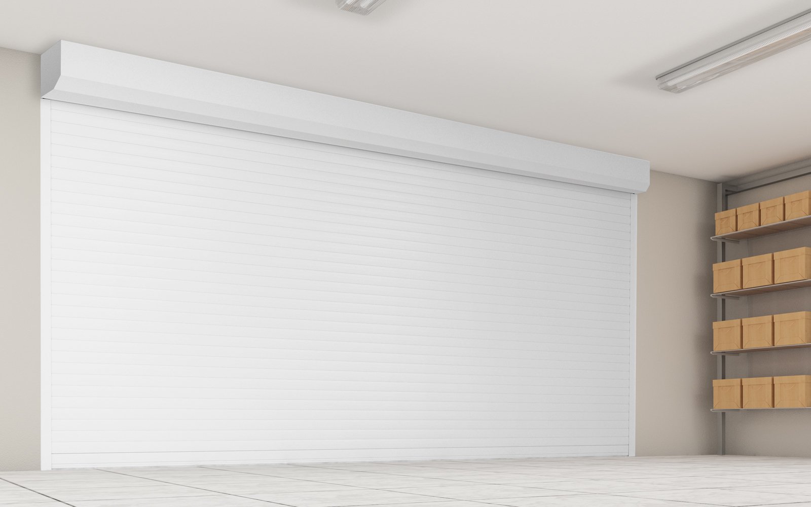 Rolovací garážová vrata PA52 - 9016_Bílá, š 2500 x v 2150 mm (Rozměr otvoru š 2500 x v 2150 mm)