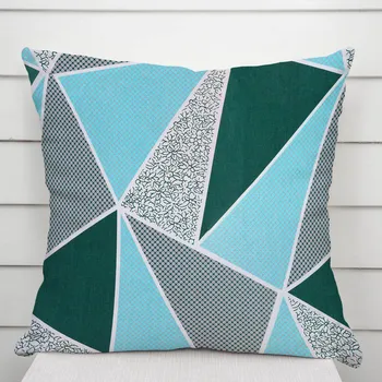 Povlak na dekorativní polštářek Bavlněný povlak na polštář Sandra SA-334 Modro-zelené trojúhelníky 40 x 40 cm