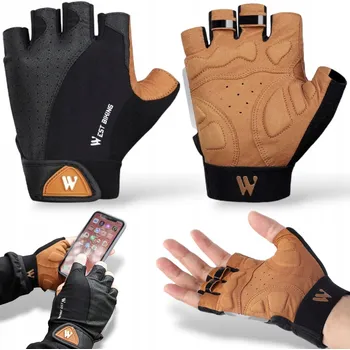 Cyklistické rukavice WEST BIKING CYKLISTICKÉ RUKAVICE LETNÍ BEZ PRSTŮ KRÁTKÉ GELOVÉ