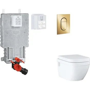 Klozet GROHE - Uniset Set předstěnové instalace, klozetu, sedátka SoftClose a tlačítka Arena Cosmopolitan S, Cool Sunrise SANI15BB4115