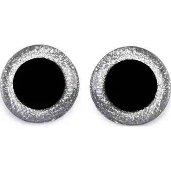 Galanterie Bezpečnostní očka třpytivá stříbrná 40mm (Bezpečnostní očka třpytivá stříbrná 40mm)