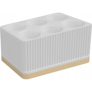 Elektrický zubní kartáček DELOSPRO Organizér na hlavice ORAL B, iO, Philips Sonicare, 6 místný, bílo-béžový